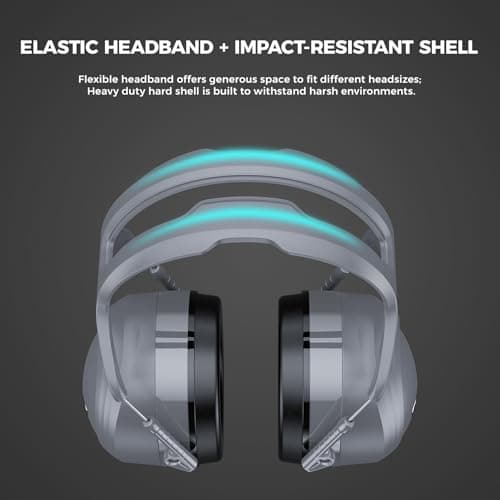 ProCase Extra Large SNR 37dB Noise Cancelling Headphones, NRR 30dB Hearing Protection Ear Muffs for Adults Noise Reduction, Wide Size Adjustment and Comfortable -Grey — view 5