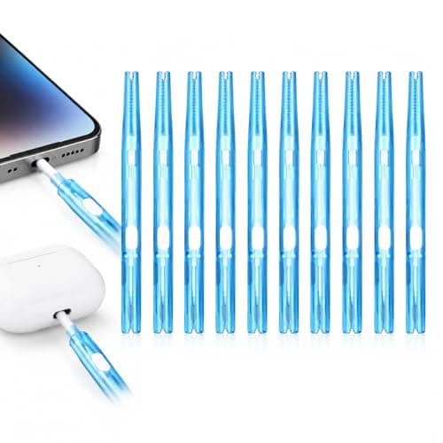 10 Pack Blue Mobile Phone Port Cleaning Brushes, Compact Precision Tools for Headphone, Charging & USB Ports, Handy Personal Electronics Cleaning Set