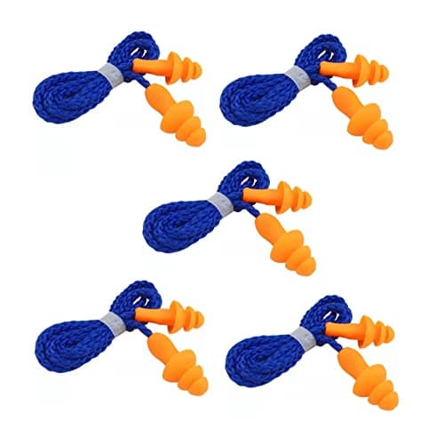 Meiyea 5 Pairs Corded Ear Plugs - Reusable Silicone Earplugs with String for Easy Carry, Noise Cancelling Sleep Earplugs for Hearing Protection and Travel