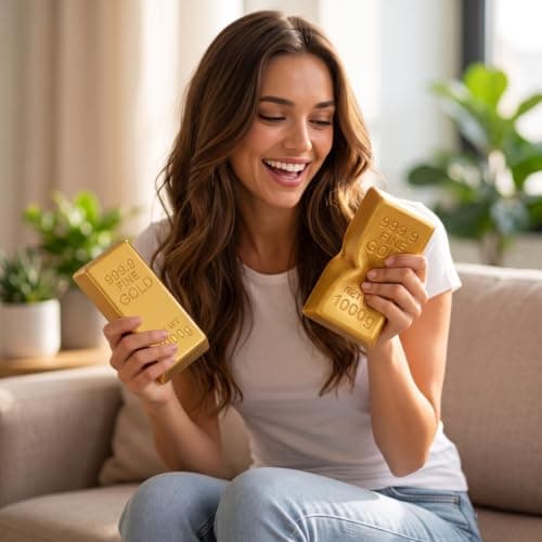 Butter Squishy, Gold Bar Shaped Stress Relief Toy, Soft Squeeze Fidget Toy — view 5