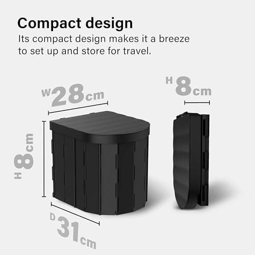 Portable Camping Toilet for Adults with Lid, Foldable Travel Toilet with Carry Bag & Disposal Bags, Outdoor Portable Toilet for Camping, Fishing, Campervan, Caravan & Festivals, 150kg Load Capacity — view 2