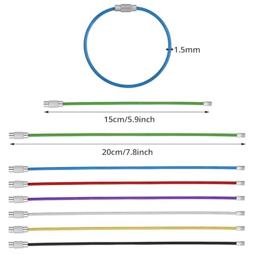 14 Pcs Stainless Steel Wire Keychain 15&20 Cm Cable Wire Ring Flexible Key Ring Metal Luggage Tag Loops Keeper Travel — view 2