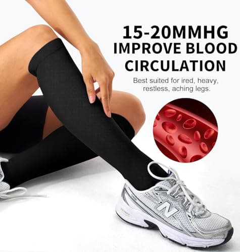 Gcbiger Compression Socks for Men & Women 4 Pairs Circulation 15-20 mmHg-Best support for Athletic, Nurse, Medical, Running (4Pack Black/Grey/White/Pink, L-XL) — view 3