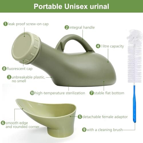 Urine Bottles Male, 2 Pack Urinal Bottles for Men 1000ml Urine Bottle Women Urinals Unisex Spill Proof Female Wee Pee Bottles Container Plastic Bed Pan Car Travel Toilet Adult Kids Potty Night Pot WC — view 3