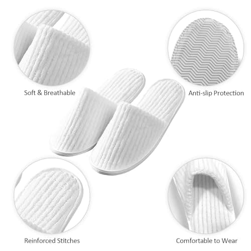 Esoes 5 Pairs of Hotel Slippers, Disposable Deluxe Closed Toe Spa Slippers, Hotel Slippers Women, White House Shoes Washable and Foldable Winter slippers for Spa, Party Guest and Travel — view 6
