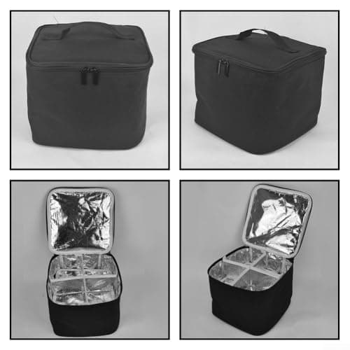 Insulated Dessert Carrier Bag, 22x22x17cm, Cupcake Coffee Holder, Triple Layer Thermal Protection, Adjustable Dividers Top Handle, Picnic Travel Road Trip — view 3