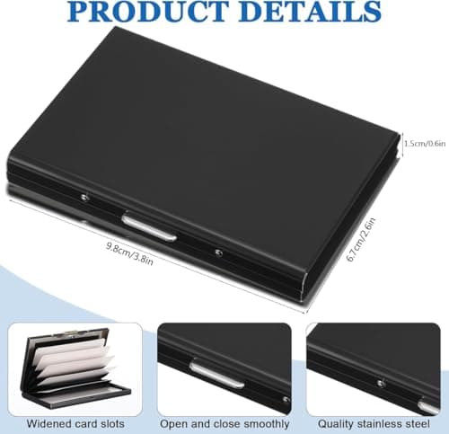 Enyoir Card Holder Wallet (2 Pack), Ultra Thin RFID Blocking Wallet, Slim Metal Credit Card Holder for Men & Women, Aluminum and Stainless Steel (Black & Silver) — view 4