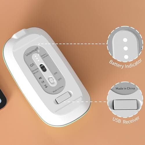 Uiosmuph Q5 Wireless Mouse, Silent Rechargeable Mice for Laptop Slim- Mint — view 5
