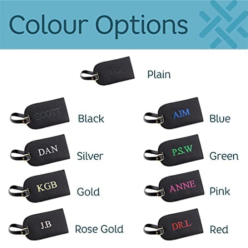 aztex Personalised Debossed Faux Leather Luggage Tag, 12cm x 6cm, Black — view 4