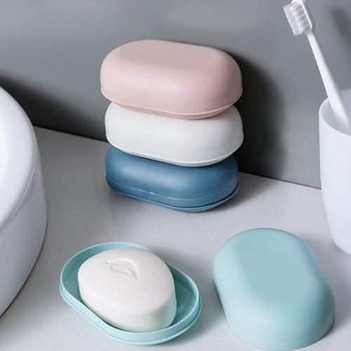 Portable Soap Dish Shower Soap Box Travel Soap Case with Lid,Soap Holder Container with Cover Soap Dishes for Shower Bathroom Hiking School Gym Traveling (Pink) — view 3