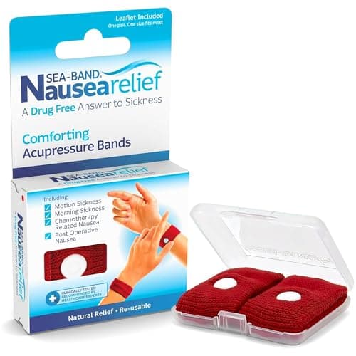 Sea-Band Red Adult Travel & Motion Sickness Acupressure Wristband, 1 Pair