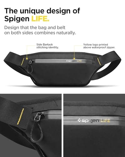 Spigen Life Klasden Waist Bag KD411 Belt Bag for Men and Women Belt Bag for Travel, Sports and Outdoor Activities - Black — view 2