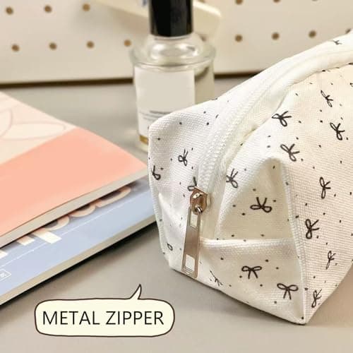 ZWWAAZHF Bows Pencil Case Large Capacity Makeup Bag, Lavender — view 6