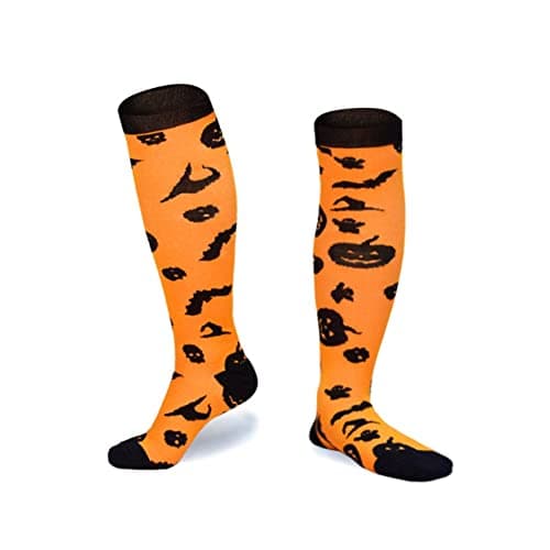 Hovershoes 4 Pair Compression Socks for Women Men Halloween Socks 20-30mmHg Knee High Socks Compression Support Stockings for Athletic Running, Travel, Nurse — view 4