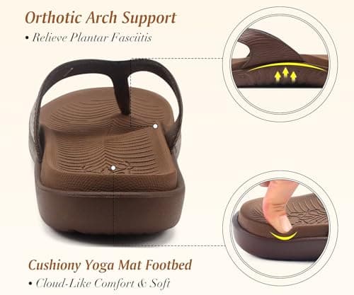 KuaiLu Womens Arch Support Flip Flops Yoga Mat Cushioned Orthopedic Sandals — view 4