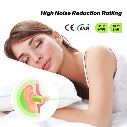 ERM TOOL Ultra Soft Foam Earplugs, 60 Pairs Reusable Earplugs for Sleeping, 38dB Highest SNR, & Comfortable Hearing Protection Snoring, Studying, Travel, Motorcycle, Loud Noise etc - Lemon Green — view 2