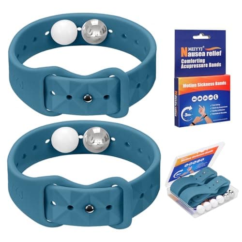 MEIYYJ Travel Sickness Bands for Adults Adjustable Anti Sickness Wristbands Natural Nausea Relief of Headaches,Insomnia,Anxiety,Sleep Aid, Morning Sickness-Double Buckle Blue