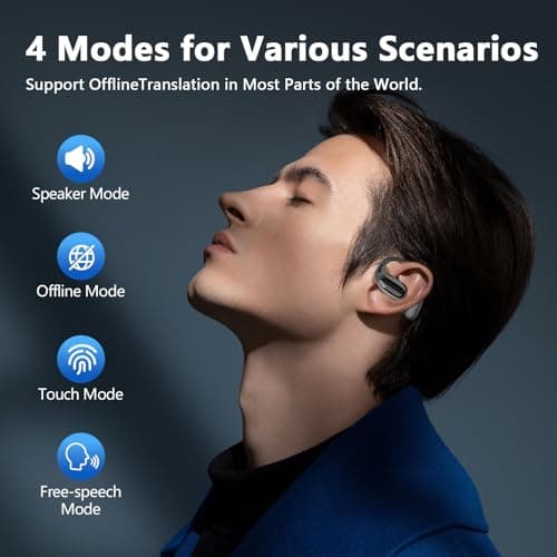 AI Translation Earbuds Real Time, Audifonos Traductores Inglés Español, LCD Touchscreen Real-Time Translator for 164 Languages & Accents,Translator Earbuds for Business Travel with iOS and Android — view 4