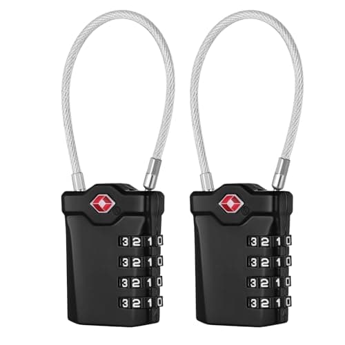 NAGE TSA Approved Luggage Locks with Open Alert Indicator (Black, 2 Pack)