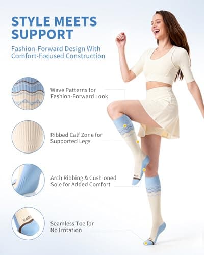 CAMBIVO Compression Socks for Women and Men, 15-20 mmHg Flight Socks — view 2