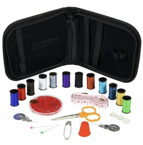 Prima Travel Sewing Kit - Case, Assorted Colours Cotton Reels, Tape Measure, Thimble, Scissors, Needles, Needle Holder, Threader, Large Safety Pin, Buttons — view 2