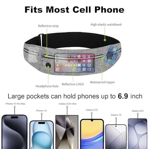 HAISSKY Running Belt, Lightweight Fitness Waist Pack, up to 6.9" — view 3
