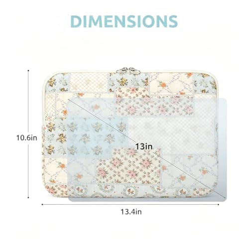 Puffy Laptop Sleeve 13 Inch Cute Floral Laptop Case Soft Quilted Computer Case Protective Cover for MacBook Notebook — view 5