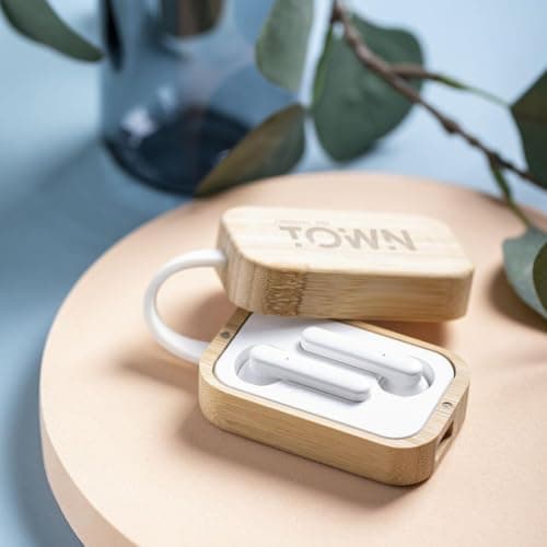 Sawfish Personalised Earphones Tresan Bluetooth 5.0 Bamboo Wireless Earbuds with Bamboo Charging Case – Touch Control, Hands-Free, Eco-Friendly Earphones — view 5