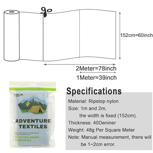 9KM DWLIFE 40D Waterproof Ripstop Nylon Fabric 3oz Nylon Sheets PU Coating Tear Resistant for Outdoor Cover Tent Kite Bag Material(MidnightBlue, 1 Metre (100cm x 152cm)) — view 5