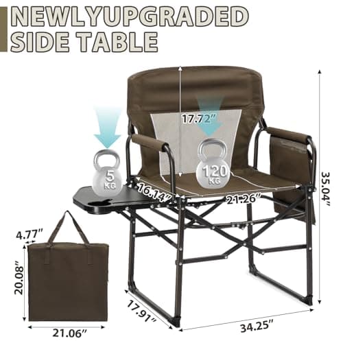 Bonnlo Camping Chairs for Adults Heavy Duty, Folding Directors Chair (2pc) — view 3