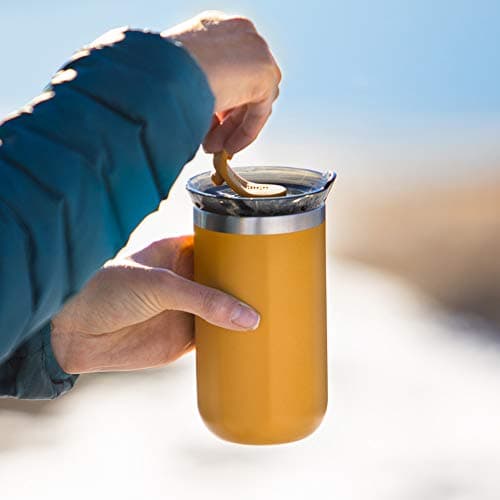 WACACO Octaroma Lungo Vacuum Insulated Coffee Mug, Double-Wall Stainless Steel Travel Tumbler with Drinking Lid, 10 fl oz(300ml), M Size, Yellow — view 4