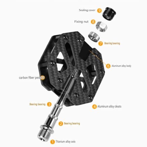 Kelvix Road Bike Step Set for Trail Travel, Carbon Weave Pair with Contact Teeth, Metal Shaft, 3 Bearing Hub and 9/16 Thread Fit for Daily Use — view 6