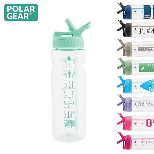 Polar Gear Motivational 750ml Water Bottle With Straw - BPA Free, Time Markings - Running & Sports Bottle, Reusable for Work, School, Cycling, Mint — view 6