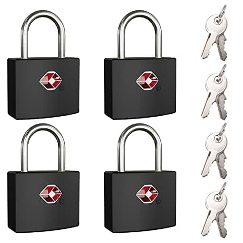 TSA Luggage Locks with Keys, [4 Packs][8 Keys] Diyife Key Travel Locks, Suitcase Padlock for Luggage, Keyed Luggage Locks Brass for Gym Lockers, Laptop Bags,Travel Suitcases（Black