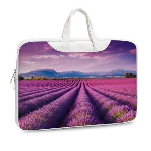 Lavender Fields Printed Leather Shoulder Messenger Bag Briefcase for Men Women Travel Business Office Hangbag Laptop Pack Crossbody
