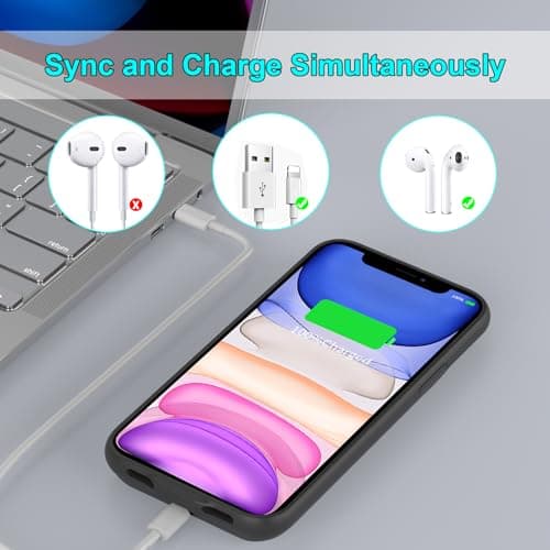 TAYUZH 7000mAh Battery Case for iPhone 11 (6.1 inch) Upgraded Portable Protective Charger Rechargeable Extended Battery Charging Cover Compatible with iPhone 11 Black — view 4