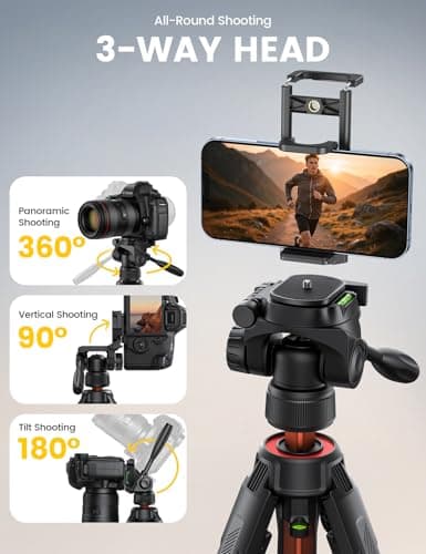 Lamicall 67inch Camera Tripod, [Rapid Leg Deployment] Camera Stand — view 4