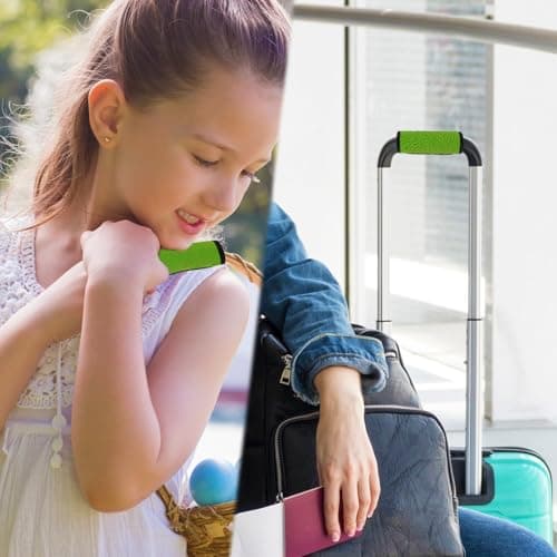 4Pcs Luggage Handle Wrap Comfortable Soft Luggage Identifiers for Suitcases Bright Color Personalised Suitcase Handle Straps Covers Essential Travel Accessories (Green) — view 5