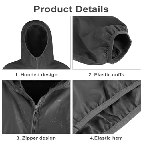 BSBUY Mens Waterproof Jackets Lightweight Rain Jacket Packable Hooded Rain Coats Fast Dry Raincoat Windproof Shell Jacket with Storage Bag and Pocket Solid Color Pullover Top for Travel Hiking Camping — view 4