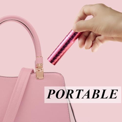 Aurdox Perfume Atomiser, Refillable & Travel Size Perfume Bottle with Bottom Pump, Leaking Proof, Luxurious Diamond Design, Mini Small Spray Bottles for Women and Men, 5ml (Rose Red) — view 3