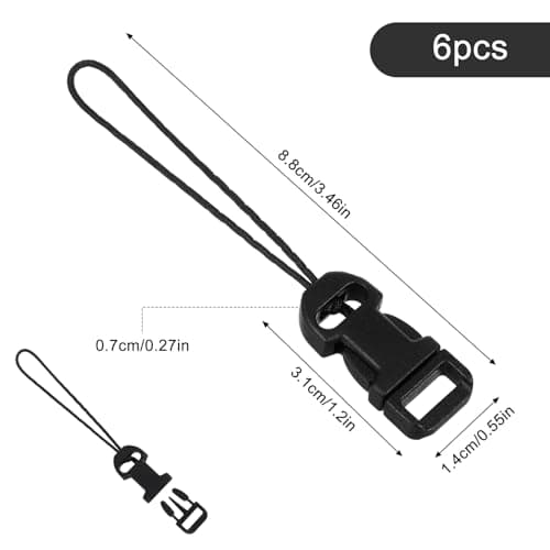 6 Pcs Camera Strap Quick Release Black QD Loops Connector Adapter Camera Quick Release Lanyard Clip Compatible for All Compact Digital Cameras Binoculars Drone Remote Control and USB Stick — view 2