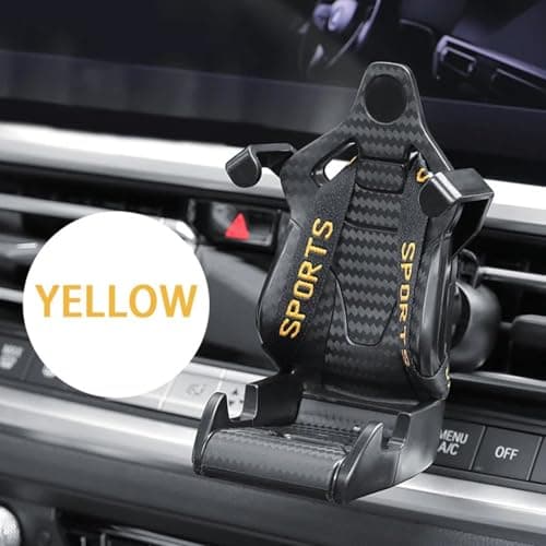 Springwillfly Car Phone Holder Racing Seat Phone Holder Rotating Mount Clip Car Seat Holder 11.5x7.5x5CM(Yellow) — view 3