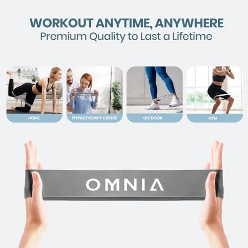 OMNIA Resistance Bands Set for Home Workouts – Durable Exercise Bands for Strength Training, Yoga, Pilates, Physio – 5 Resistance Levels – Unisex Fitness Bands (Grey) — view 2