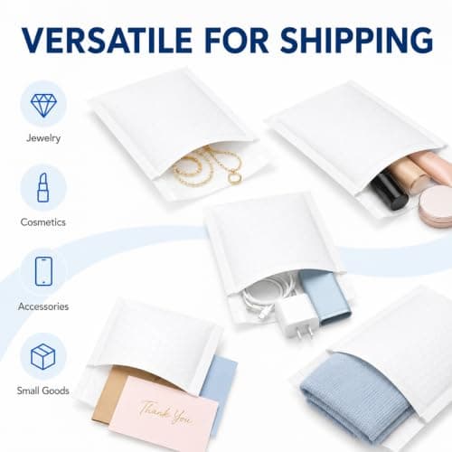 Long Large Bubble Mailers, White Padded Envelopes, 18 x 45 + 4 cm, 147 Pack — view 5