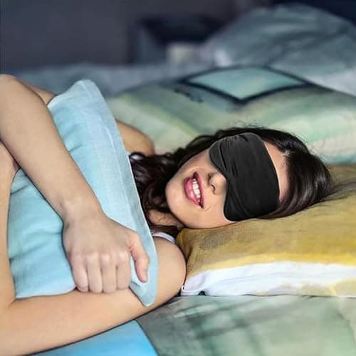 Black Silk Sleep Mask with Adjustable Strap - Luxurious, Comfortable Eye Mask for Deep Rest, Ideal for Travel and Home Use, Blocks Light Effectively — view 4