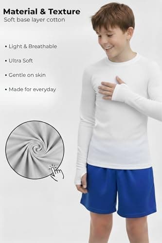 Re Tech UK - Boys Cotton Long Sleeve Base Layer Thermal Top (White 10-11) — view 3