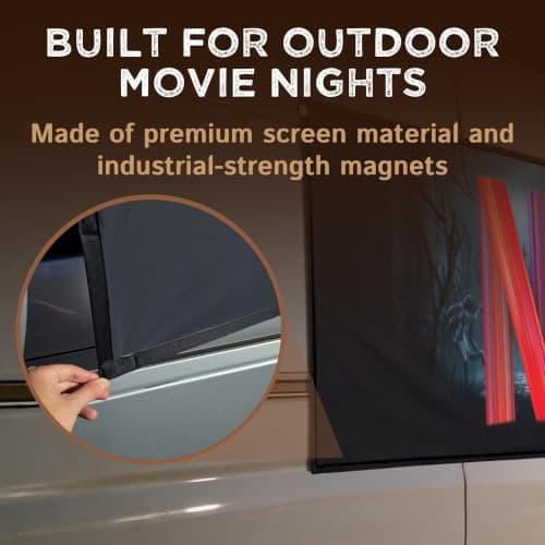 Magnetic Outdoor Projector Screen - Portable HD Projector Screen, 16:9 Aspect Ratio, 1080 Compatible, Foldable Camping White Screen for Van, SUV, Car - Outdoor Movies — view 6