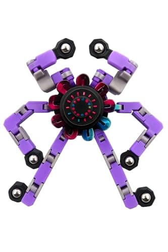 Ranzah Sensory Fidget Hand Spinner ADHD Stress Relief Transformable Robot Fingertip Fun Creative Travel Toy for Kids Teens Adults Mechanical Gyro Birthday Gift (Purple)