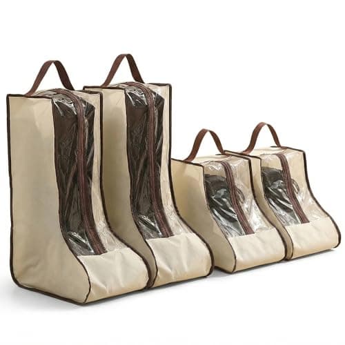 SHIQUAN 4 Set Boot Storage Boot Bag, 2 Long and 2 Short Styles, Beige