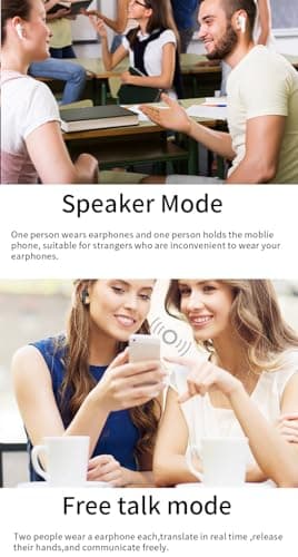 B11 Language Translator Earbuds, BT5.0 Noise Cancelling, 74 Languages 70 Accents, Digital Display, Smart Translation Device with APP, White — view 4